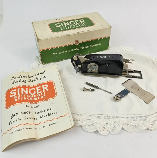 Vintage Singer Sewing Machine Buttonhole Attachment No 86662 Box & Instructions