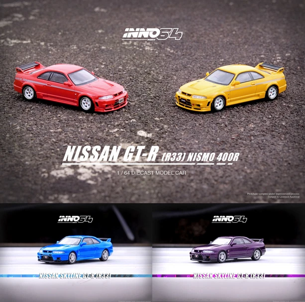 Modèle Miniature 1/64 Nissan Skyline GT-R R35 - Voiture Jouet Moulée Sous Pression, Noir/rouge