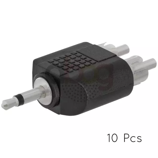 10x 3,5 mm mono enchufe a 2-RCA macho adaptador cable de audio convertidor divisor y