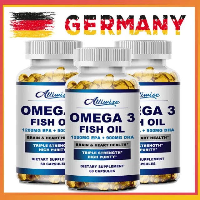 Omega 3 Fischöl Kapseln 3600 mg - 1200mg EPA  & 900mg DHA - 180 Softgel-Kapse