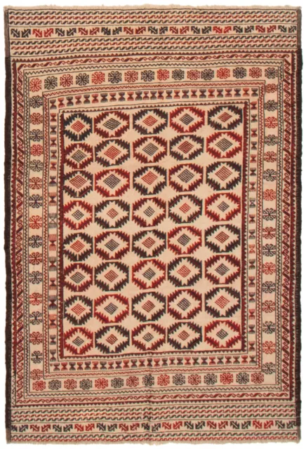 Traditional Hand woven Carpet 4'3" x 6'3" Flat Weave Kilim Rug
