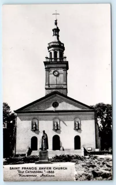 RPPC VINCENNES, Indiana IN ~ ST. FRANCIS XAVIER CHURCH Knox County Postcard