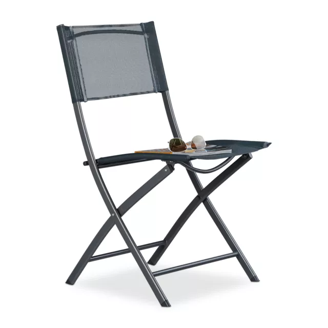 Silla plegable camping, Silla jardín exterior, Silla terraza en gris antracita