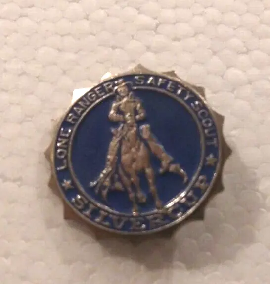 Vintage 1950s Lone Ranger Safety Scout Silvercup Pin Button 1" Blue & Silver
