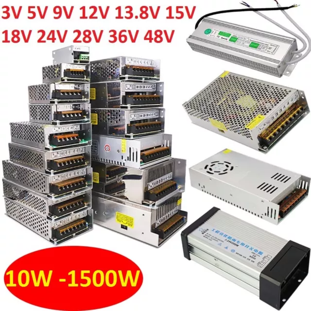 10W to 1500W DC Regulated Switching Power Supply 3V 12V 24V to 48V Universal PSU
