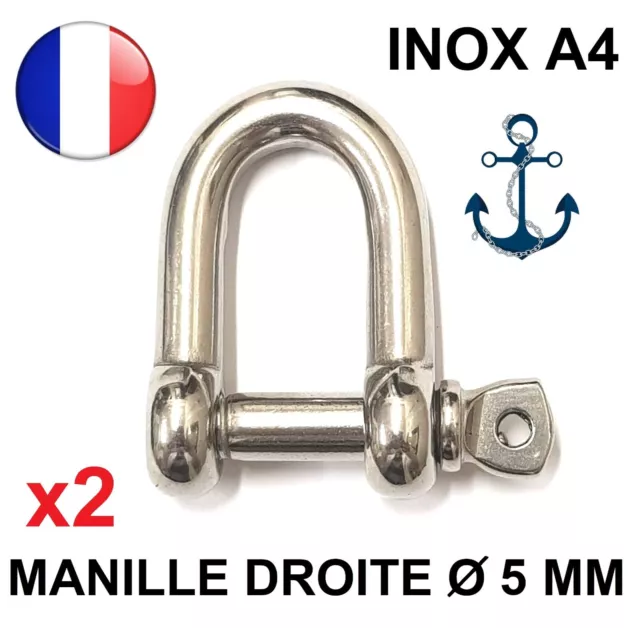 MANILLE DROITE FORGEE LIBRE Dia. 5 MM - INOX A4 - QUANTITE = 2