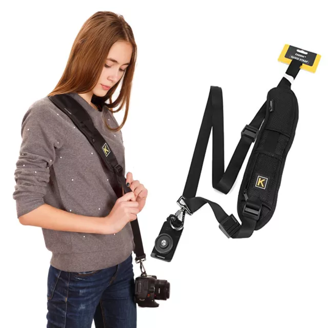 Black Camera Belt Single Neck Shoulder Strap Sling for DSLR Sony Canon Nikon New