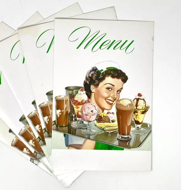 Lot Of 5 - Vintage 1950s BLANK MENU - Ice Cream Malt Shop Soda Fountain Diner