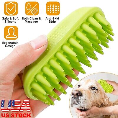 Pet Silicone Brush Bath Massage Brush & Shampoo Dispenser for Dog Cat Grooming