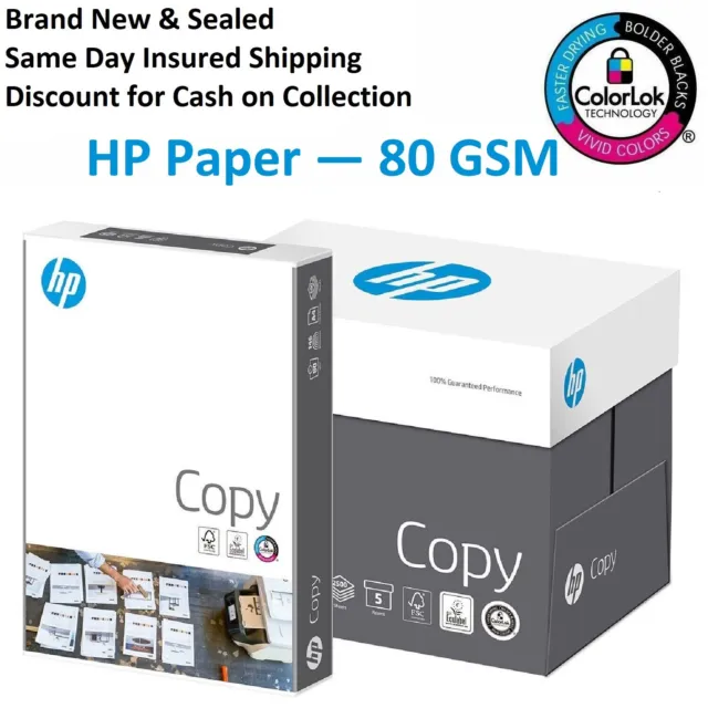 HP A4 White Paper 80gsm Office Printer Copier | 1 2 3 4 5 10 Reams of 500 Sheets