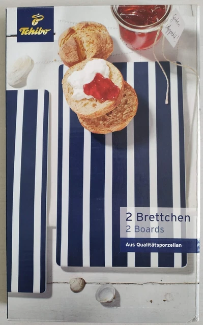 TCM TCHIBO 2 Stück Brettchen Schneidebrett Frühstückbrett blau / weiß EUR 9,50