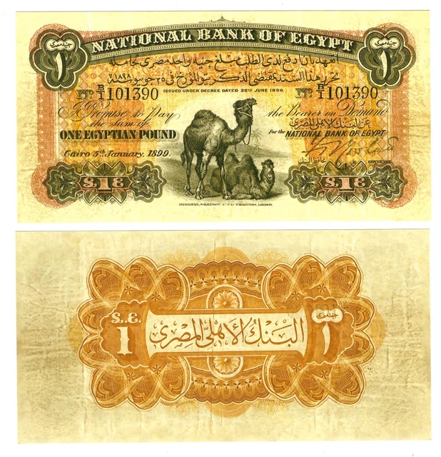 r Reproduction Paper -  Egypt 1 Pound 1899 Pick #2  1846R