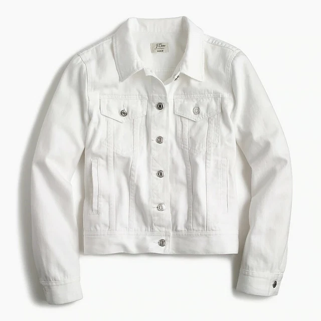 J CREW NWT Classic Denim Jeans Jacket White Wash Cotton Size Xl