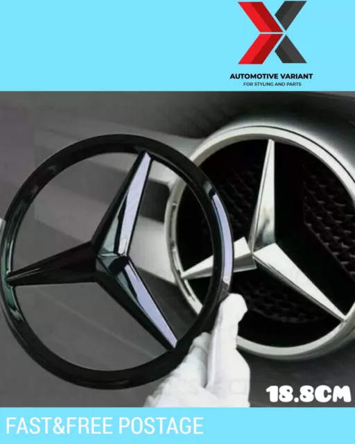 Fits Mercedes Gloss Black Front Grille Star Badge Cover A C GLA CLA ML CLS E