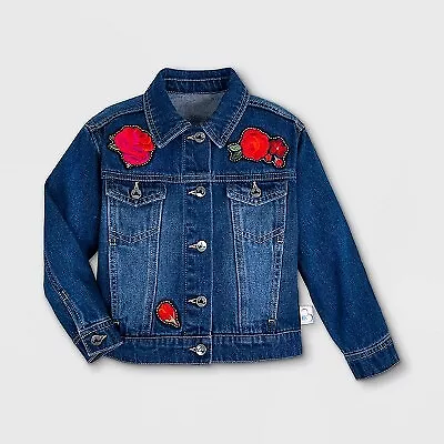 Girls' Disney Princess Belle Rose Denim Jacket