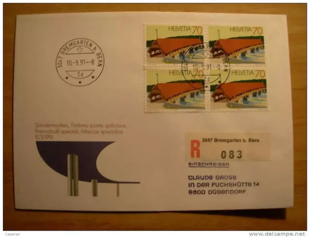 Schweiz Suisse Switzerland Bridge With Bremgarten Bern Esst 1991 Registriert FDC