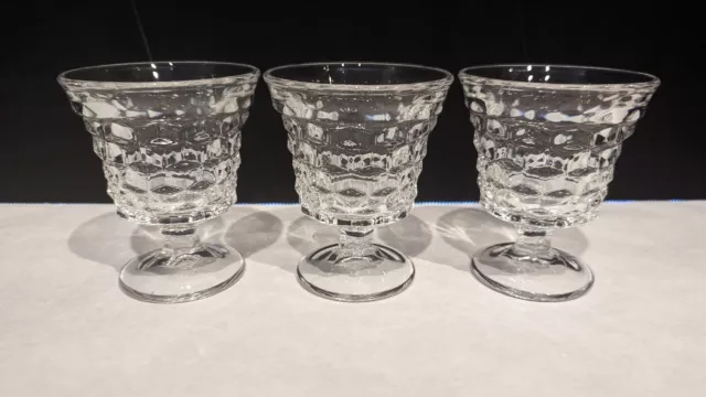 Fostoria American 3.75 inch Oyster Cocktail or Juice Glasses Set of 3