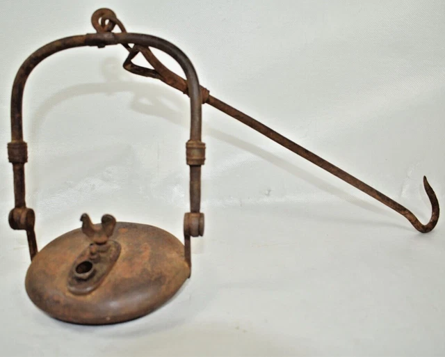 LAMPE A HUILE ANCIENNE AU COQ 19eme-ART POPULAIRE-COLLECTION EUR 78,00