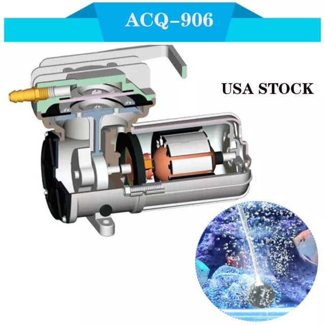 60W Aerator Membrane Air Compressor Pump DC12V Quite Aquarium Pond Hydroponics