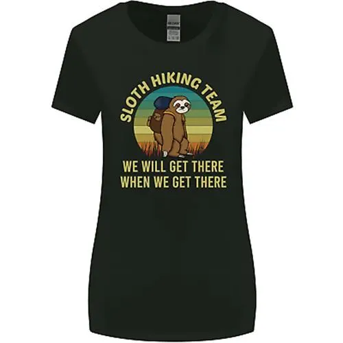 Sloth Hiking Team Funny Trekking Walking Womens Wider Cut T-Shirt