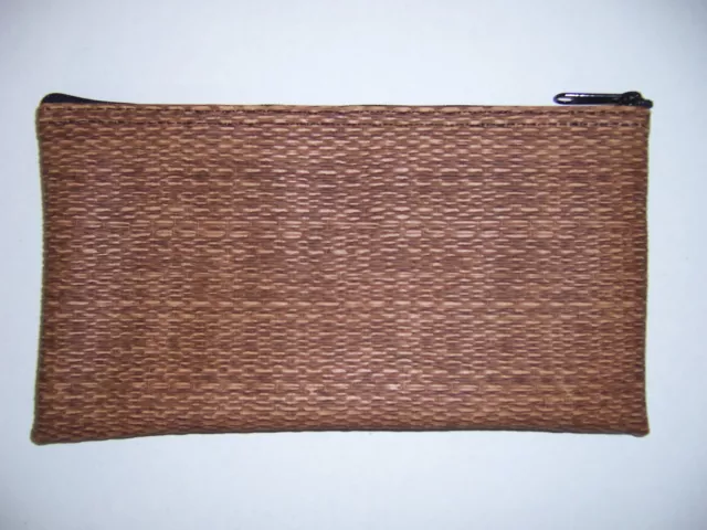 1 Brand New Premium Brown Wicker Weave Leather Like Bank Deposit Money Bag