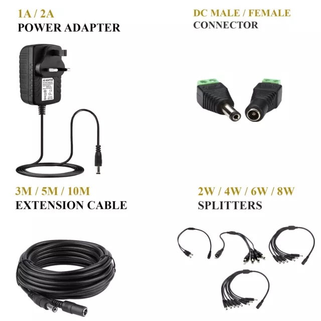 DC Power Supply Extension Cable 5V 9V 12V for CCTV Camera/DVR/PSU Lead 3m/5m/10m