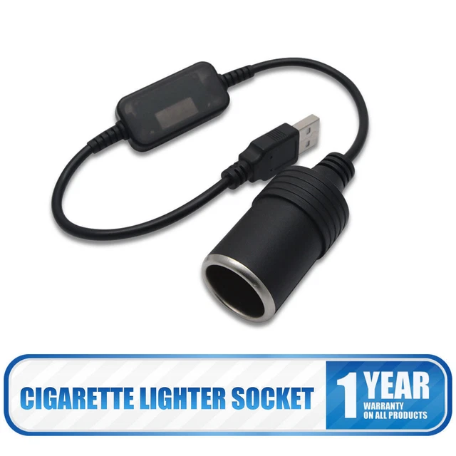 USB12V Voiture Cigarette Briquet Douille Femelle Adaptateur Convertisseur Câble