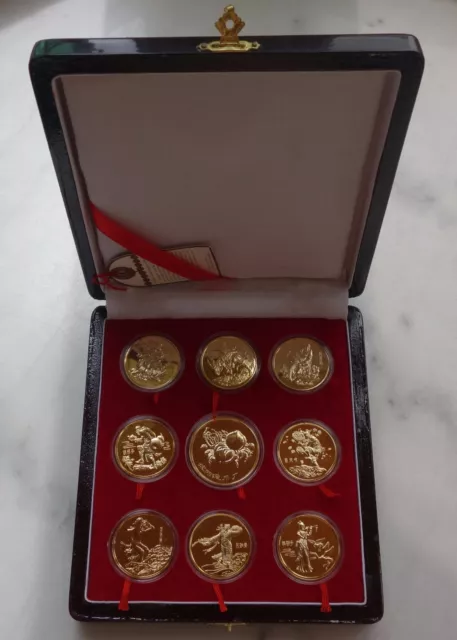 Shenyang Mint:1990's China gilt medal Eight immortals offering gifts,China coin
