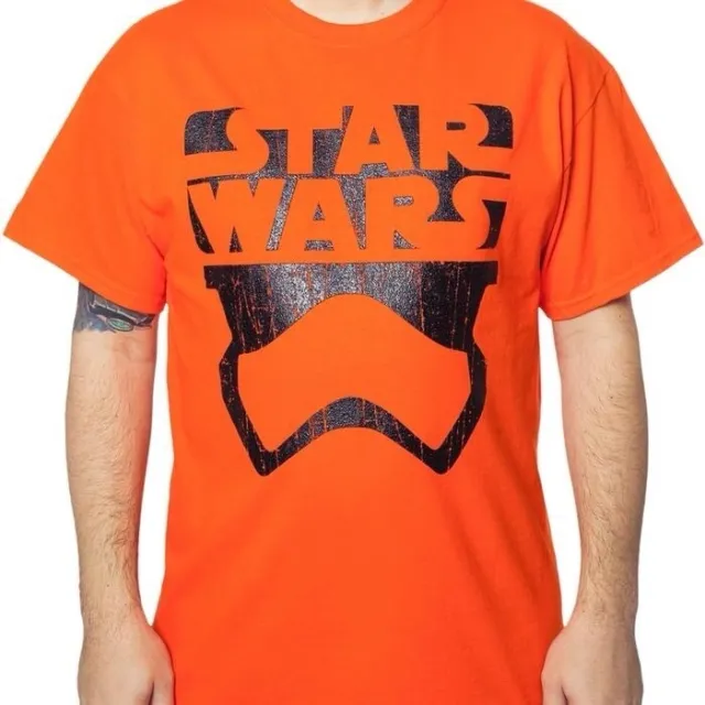 NEW (XL) Star Wars Orange First Order Stormtrooper Adult T-shirt, Black Glitter