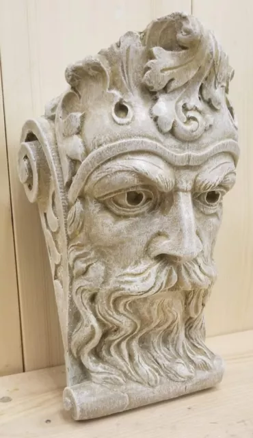 Bearded Man Wall Corbel Bracket Shelf Architectural Accent Home Decor