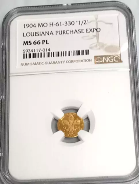 1904 NGC MS 66 PL MO H-61-330 "1/2" G50C  Louisiana Purchase Expo Gold A103