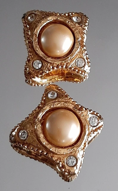 Boucles D'oreilles Clips ALEXIS LAHELLEC - Métal Cuivré Et Strass - État Neuf
