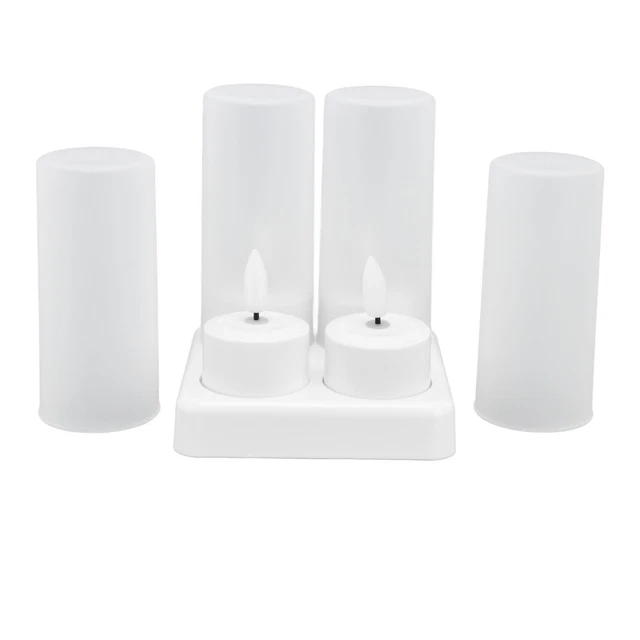 (4)Rechargeable LED Candle Lights 100â240V Wireless Charging Realistic