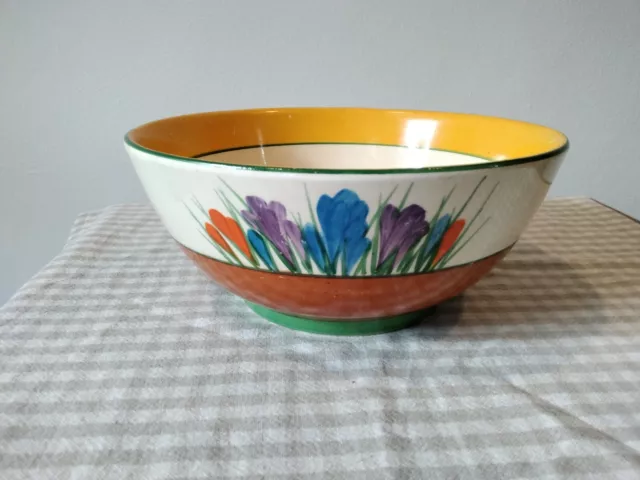 Art Deco Clarice Cliff Bizarre Autumn Crocus Fruit Bowl 18.5cm Diameter Original