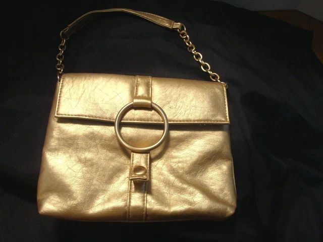 Guang Tong Gold Metallic Satin Lined evening purse for Wedding Prom Cruise