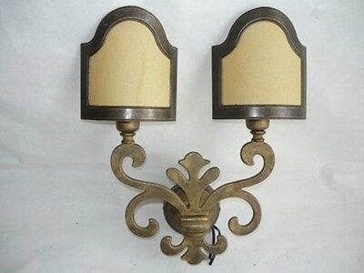 Wall Lamp Florentine Lily Brass & Parchment A 2 Lights E14