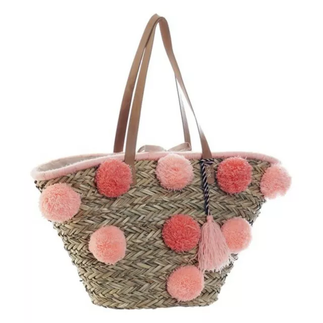 Handtasche DKD Home Decor Rosa Koralle Bommeln