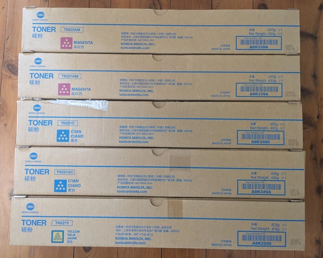 Konica Minolta bizhub set of 5 Toner   TN221M, TN221C, TN221Y,