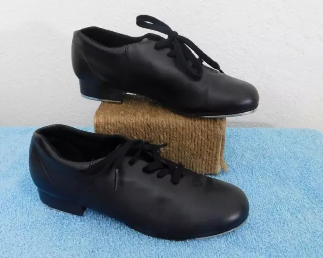 Pre-Owned Capezio CG17 Jet Black Fluid Lace Up Tap Shoes Women - Girls' 6 M