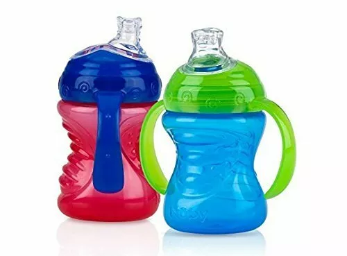 Nuby 2- Two-Handle No-Spill Super Spout Grip N' Sip Cups, 8 Ounce    &