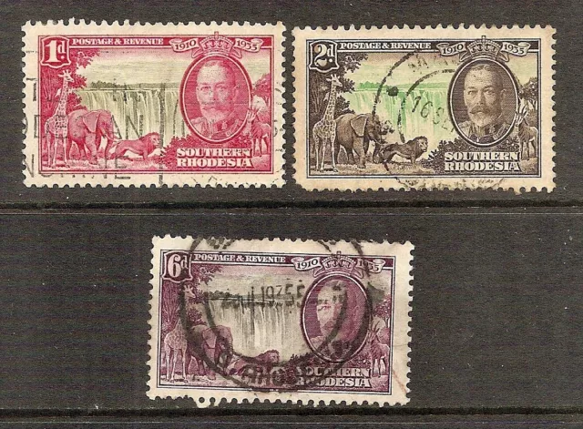 Southern Rhodesia - 1935 KG V Silver Jubilee - Three  Values - Postally Used