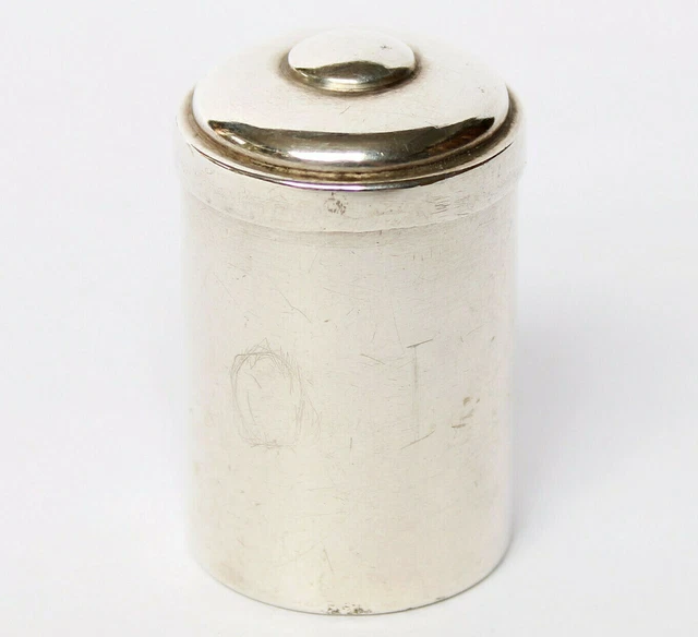 Salbgefäß Chrismarium Chrismatorium Messing versilbert Höhe 4,5 cm
