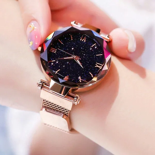 Luxury Classic Womens Watch Stainless Steel Quartz  Starry Sky Watches Romantic