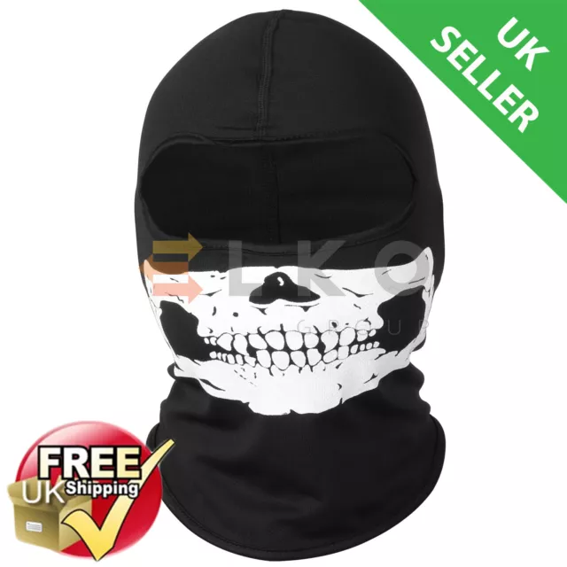 Skull Balaclava face mask black motorcycle ski cycling thermal neck warmer bike