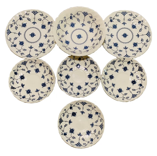 Platillos de té con borde de remolino Churchill Finlandia platos pequeños tazón de sopa/cereal 7 piezas