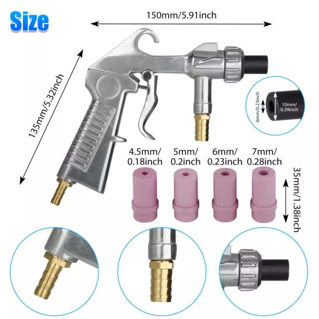 Sandblaster Air Kit Abrasive Sandblasting Gun Sand Blaster w/4 Ceramic Nozzle US