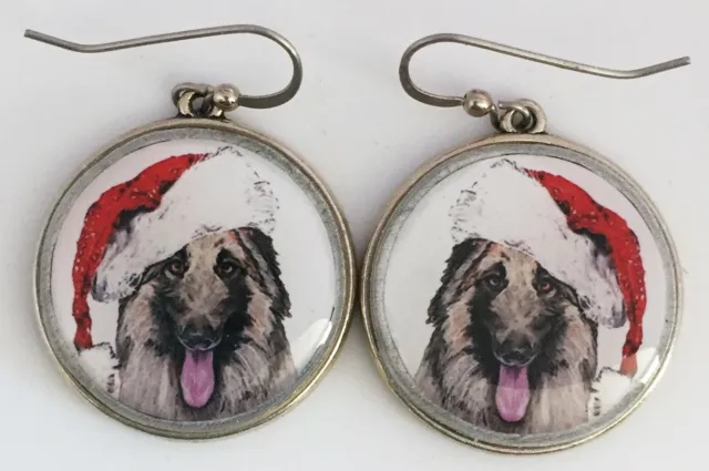 Santa Belgian Tervuren Dog Breed Christmas Earrings