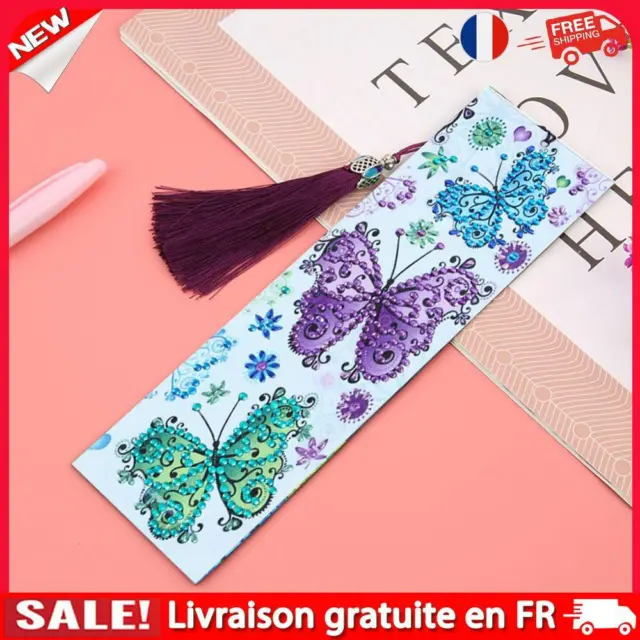 DIY Butterfly Special Shaped Diamond Painting Creative Leather Bookmark w/Tassel