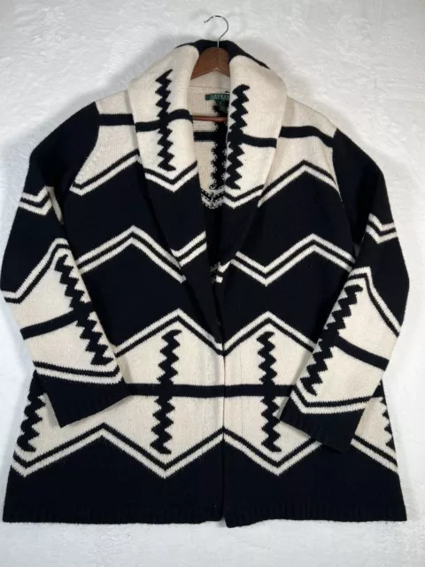 RALPH LAUREN Lambswool Aztec Southwest Cardigan Sweater Size M