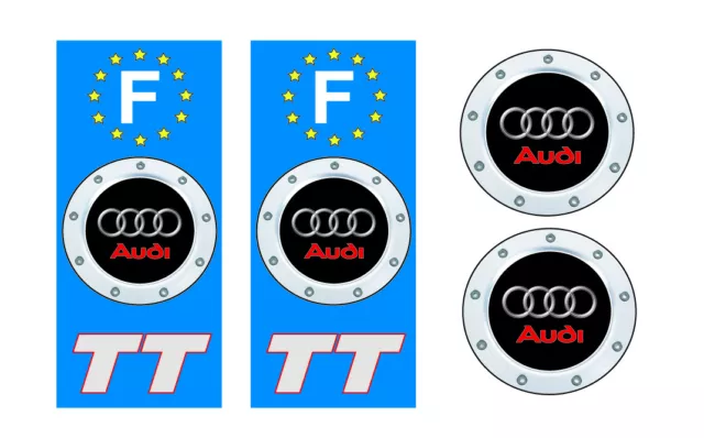 2 adhésifs stickers AUDI TT pour plaque d'immatriculation + 2 logos AUDI offerts